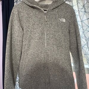 The North Face Light Heather Gray Sherpa-Lined Full Zip Hoodie